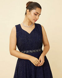 Mohey Women Navy Blue Shimmery Gown