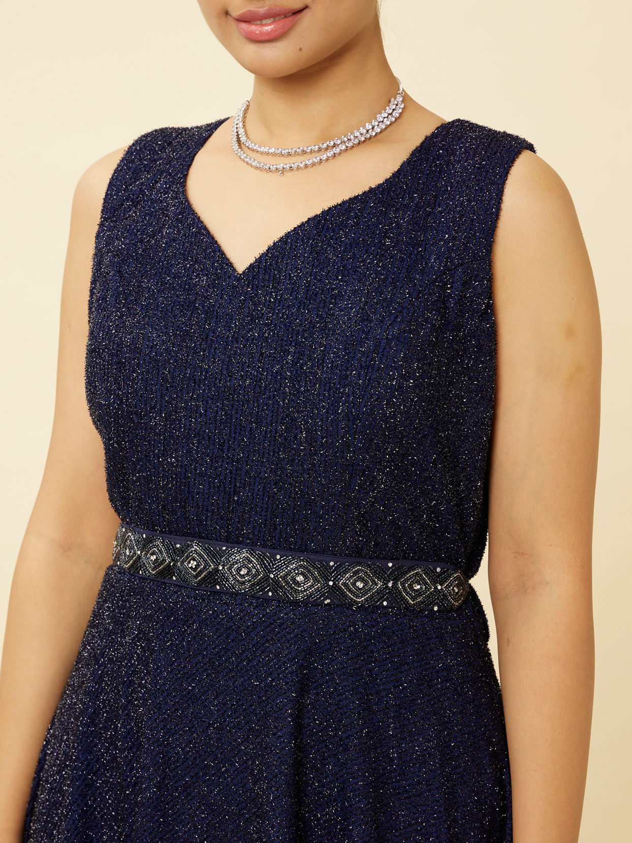 Mohey Women Navy Blue Shimmery Gown