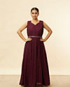 Plum Red Shimmery A Line Gown