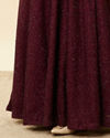 alt message - Mohey Women Plum Red Shimmery A-Line Gown image number 3