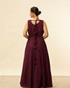 alt message - Mohey Women Plum Red Shimmery A-Line Gown image number 4