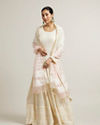 Mohey Women Dark Cream Light Pink Sequinned Anarkali Suit