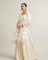 Mohey Women Dark Cream Light Pink Sequinned Anarkali Suit