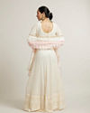 Mohey Women Dark Cream Light Pink Sequinned Anarkali Suit