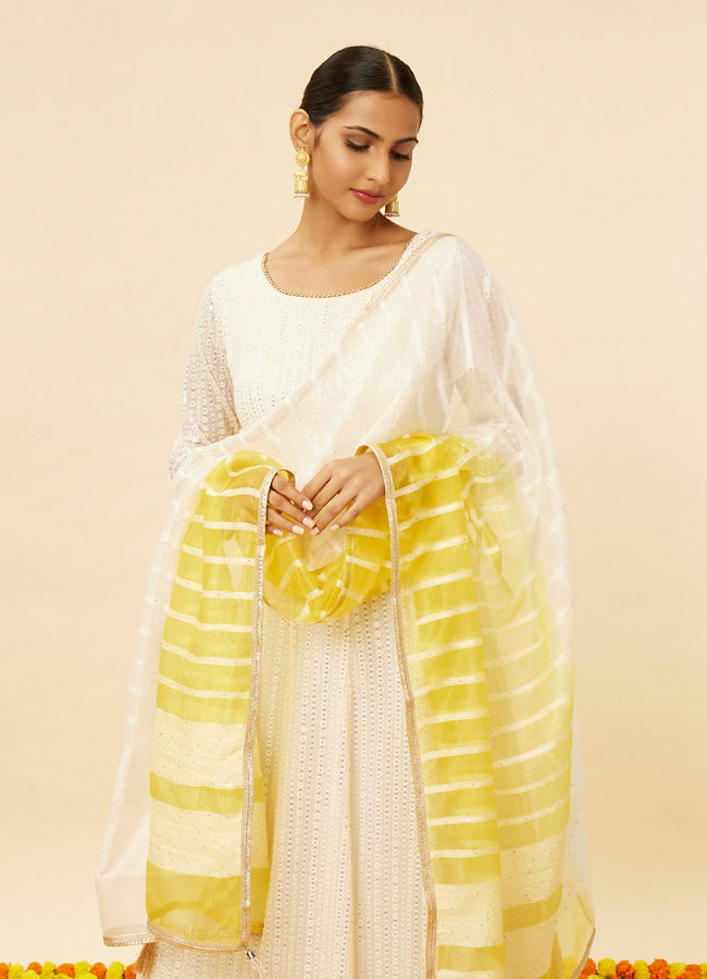 Mohey Women Peach Cream Sequined Anarkali Suit