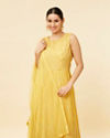 Mohey Women Sunshine Yellow Foiled Gold Print Anarkali Suit