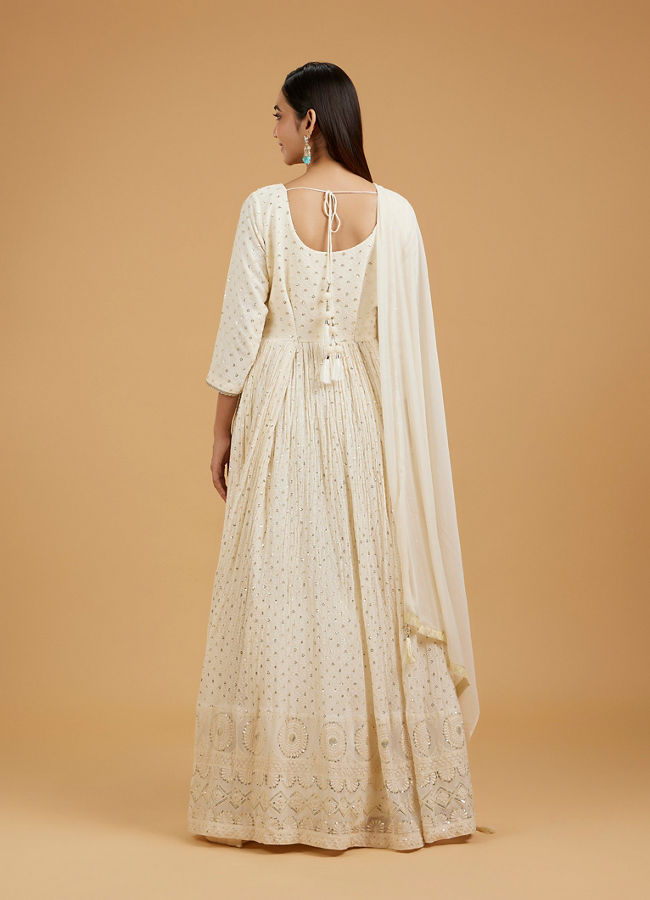 Mohey Women Elegant Cream Anarkali Suit