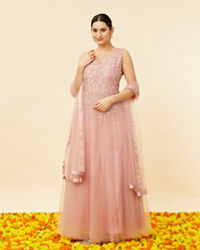 Mohey Women Candy Floss Pink Stone Work Anarkali Suit