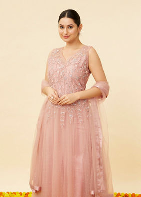 Mohey Women Candy Floss Pink Stone Work Anarkali Suit