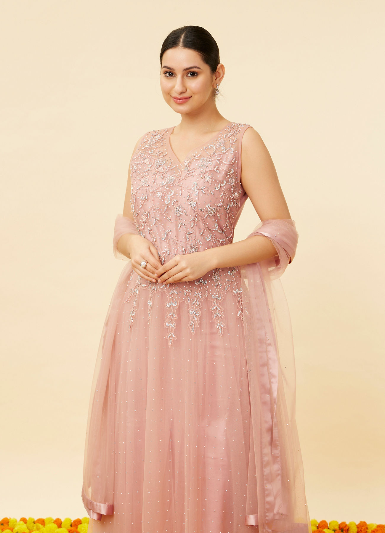 Mohey Women Candy Floss Pink Stone Work Anarkali Suit