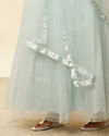 Mohey Women Baby Blue Rhinestone Embellished Gown