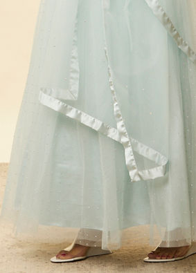 alt message - Mohey Women Baby Blue Rhinestone Embellished Gown image number 3