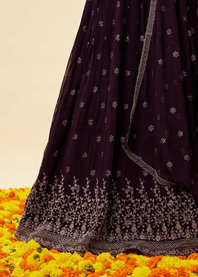 Wine Sequin Embroidered Anarkali Suit image number 3