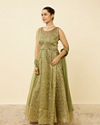 Mohey Women Pistachio Green Botanical Patterned Gown