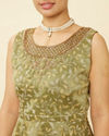 Mohey Women Pistachio Green Botanical Patterned Gown