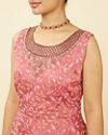 Mohey Women Shell Pink Botanical Patterned Gown