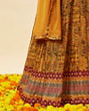 Mohey Women Mustard Yellow Abstract Print Anarkali Suit