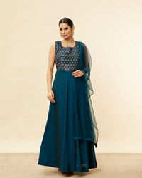 Mohey Women Teal Blue Embellished Empire Anarkali Suit