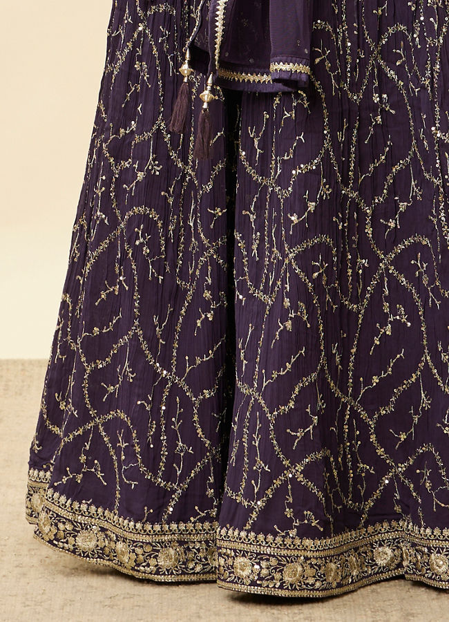 Mohey Women Grape Purple Embroidered Empire Line Anarkali Suit