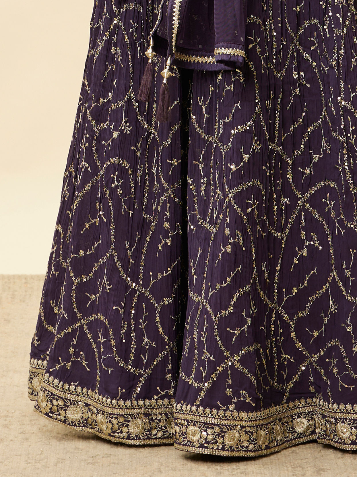 Mohey Women Grape Purple Embroidered Empire Line Anarkali Suit