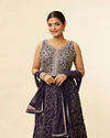 Mohey Women Grape Purple Embroidered Empire Line Anarkali Suit