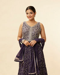 Mohey Women Grape Purple Embroidered Empire Line Anarkali Suit