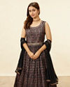 Mohey Women Kohl Black Paisley Embroidered Anarkali Suit