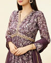 Mohey Women Jamun Purple Floral Print Anarkali Suit