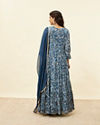 Mohey Women Blue Grey Floral Print Anarkali Suit
