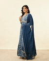 Mohey Women Blue Grey Floral Print Anarkali Suit