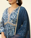 Mohey Women Blue Grey Floral Print Anarkali Suit