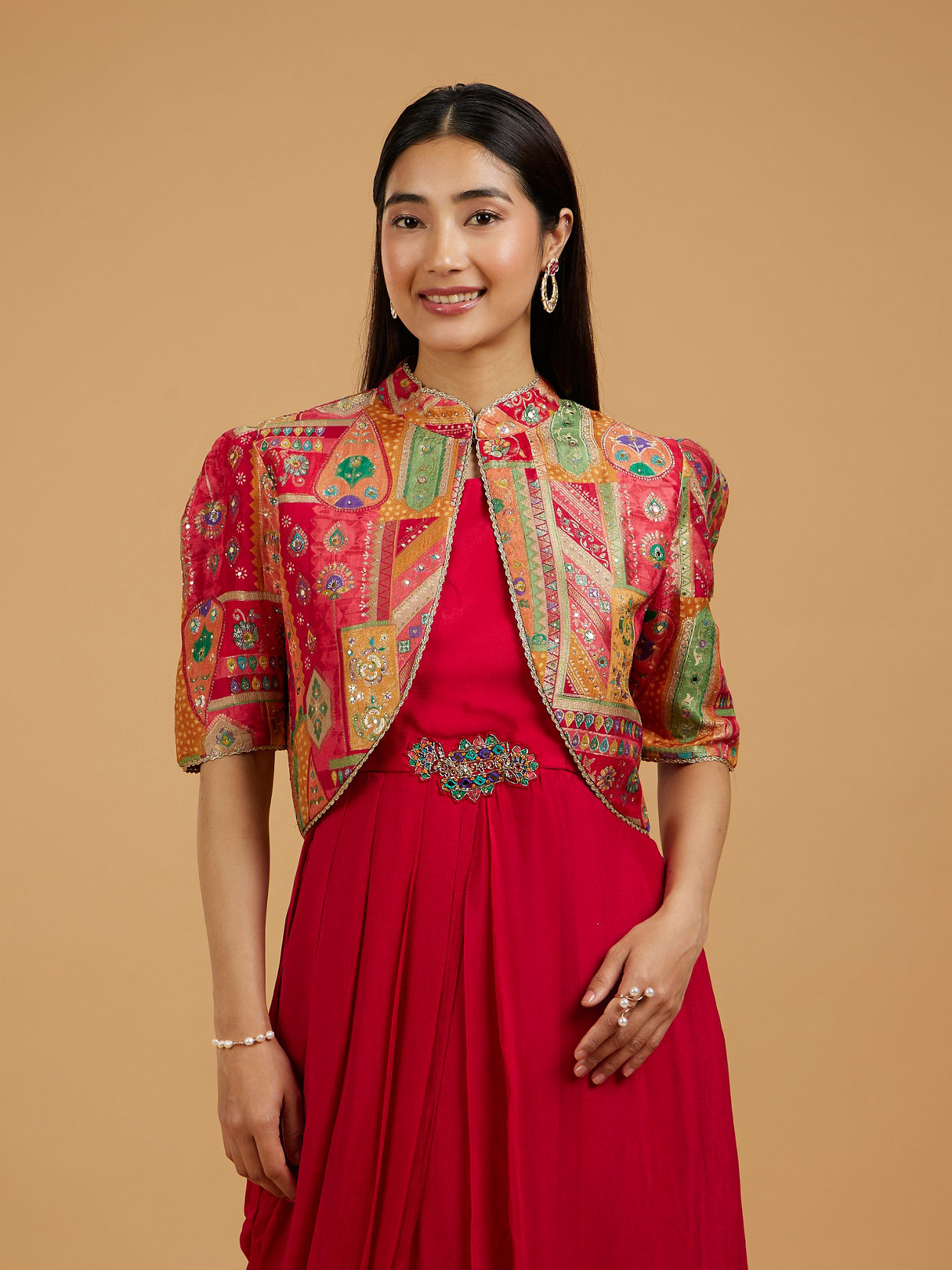 Mohey Women Red Radiance Indo Western