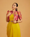 Mohey Women Mustard Yellow Indo Western with Aztec Printed Cape
