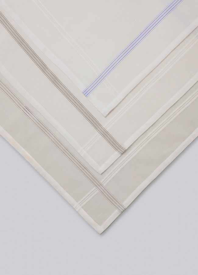 Manyavar Men White Cotton Pack of 3 Handkerchief