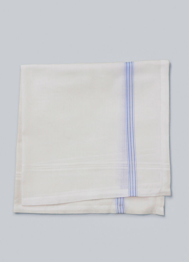 Manyavar Men White Cotton Pack of 3 Handkerchief