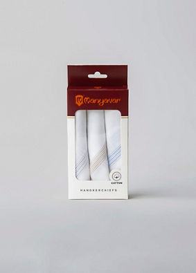 Manyavar Men White Cotton Pack of 3 Handkerchief