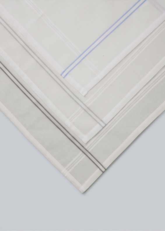 Manyavar Men Classic White Cotton Pack of 3 Handkerchief