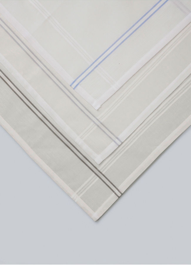 Manyavar Men Classic White Cotton Pack of 3 Handkerchief