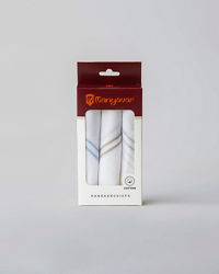 Manyavar Men Classic White Cotton Pack of 3 Handkerchief