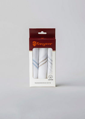 Manyavar Men Classic White Cotton Pack of 3 Handkerchief