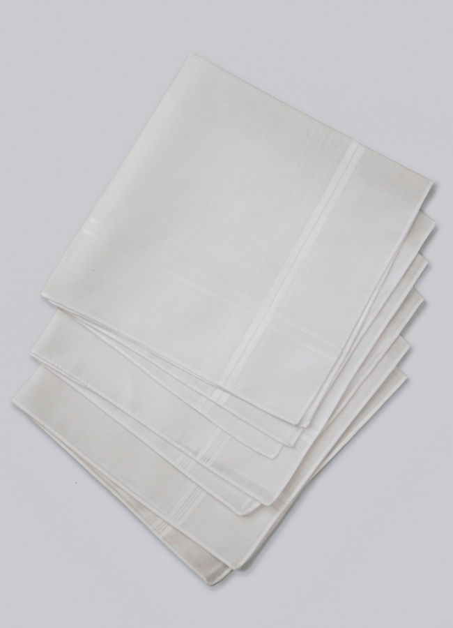 Manyavar Men Premium White Cotton Pack of 3 Handkerchief