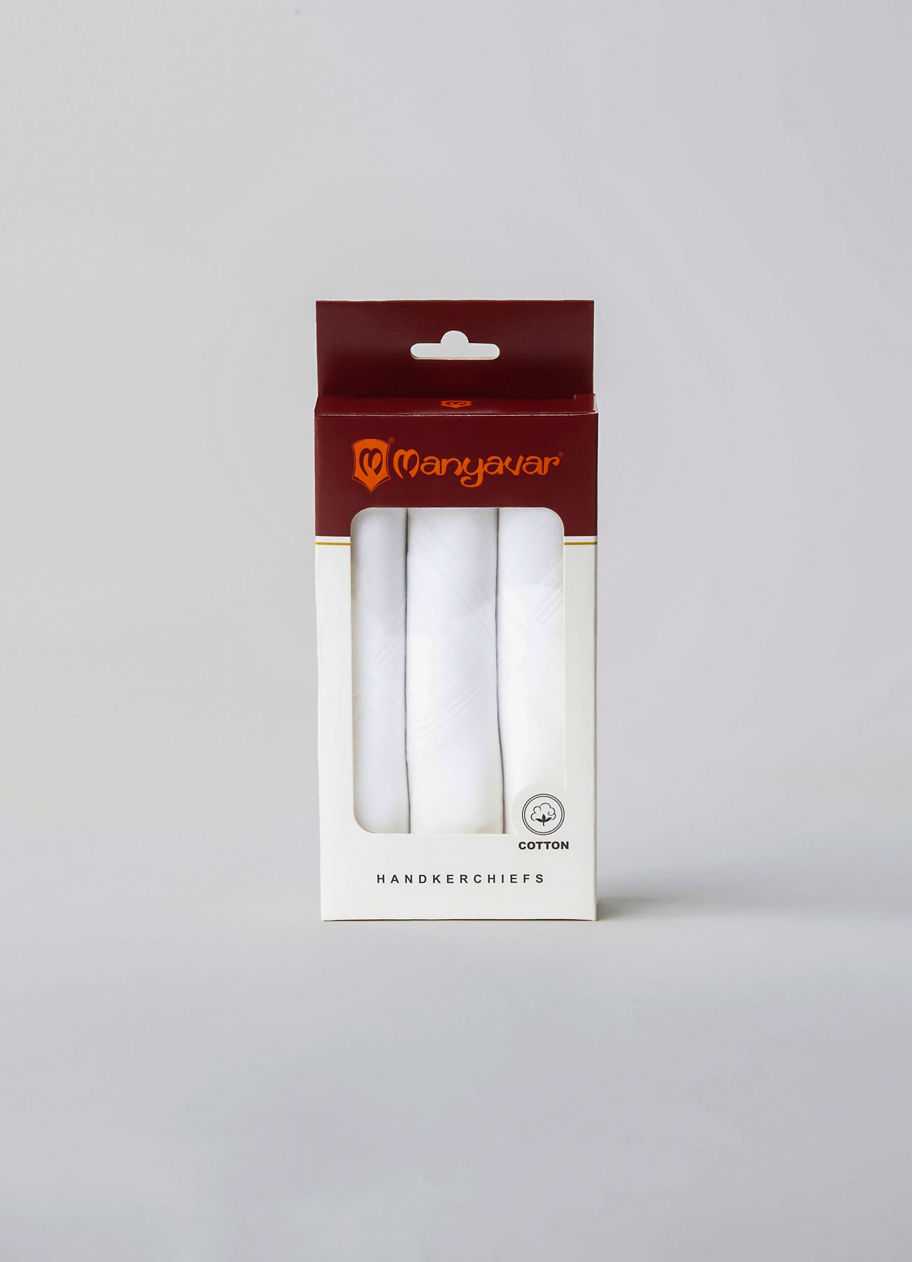 Manyavar Men Premium White Cotton Pack of 3 Handkerchief