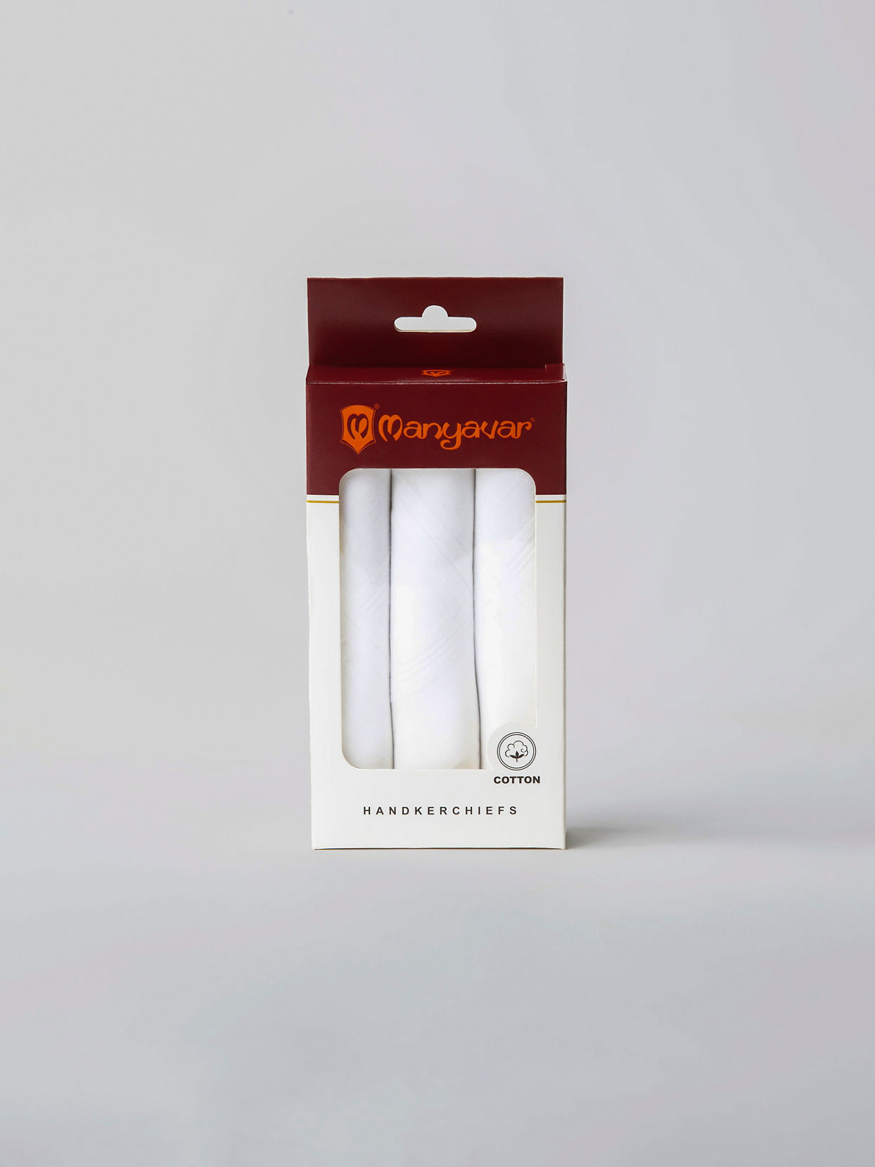Manyavar Men Premium White Cotton Pack of 3 Handkerchief