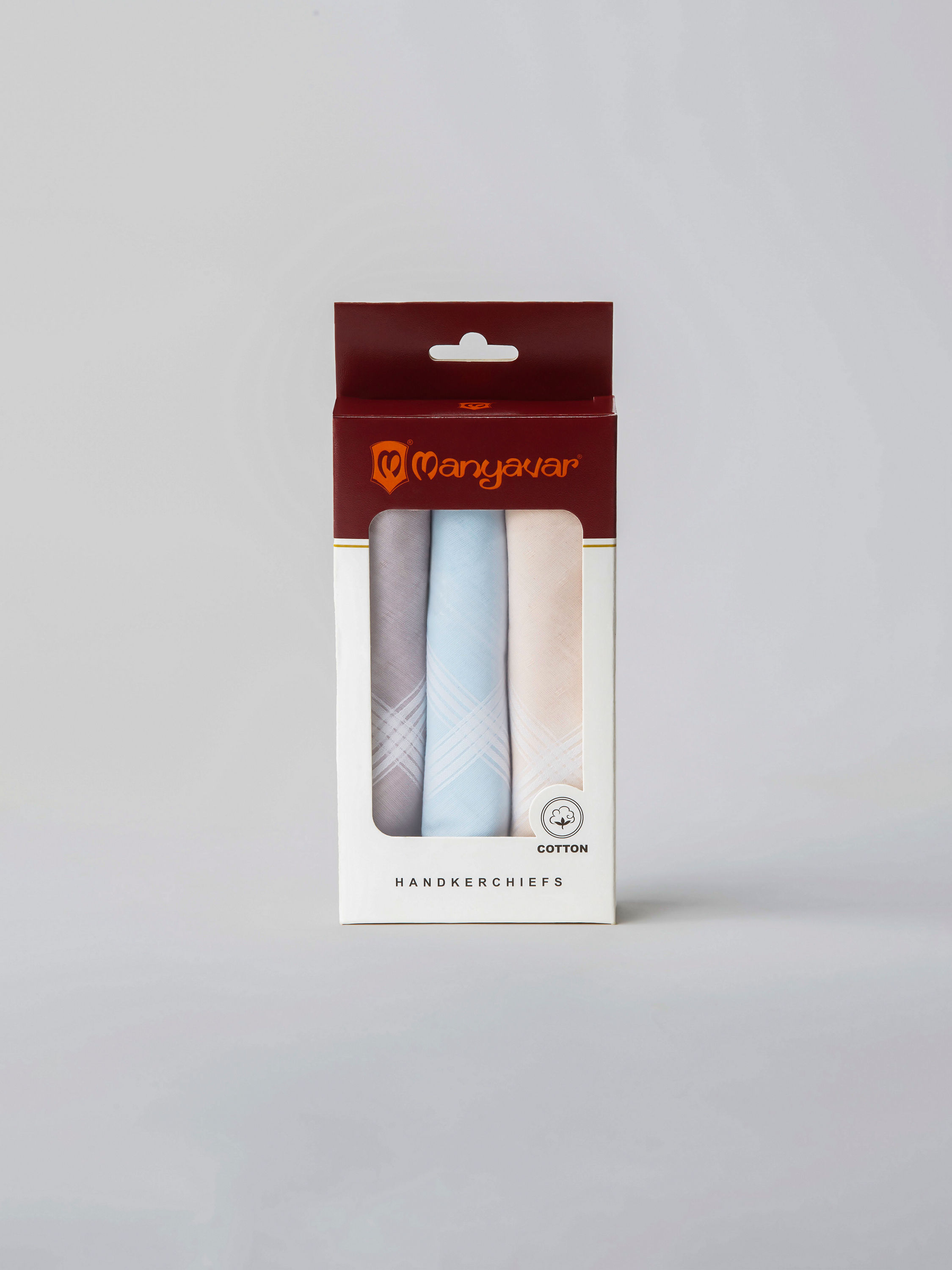 Manyavar Men Cotton Multicolor Pack of 3 Handkerchief