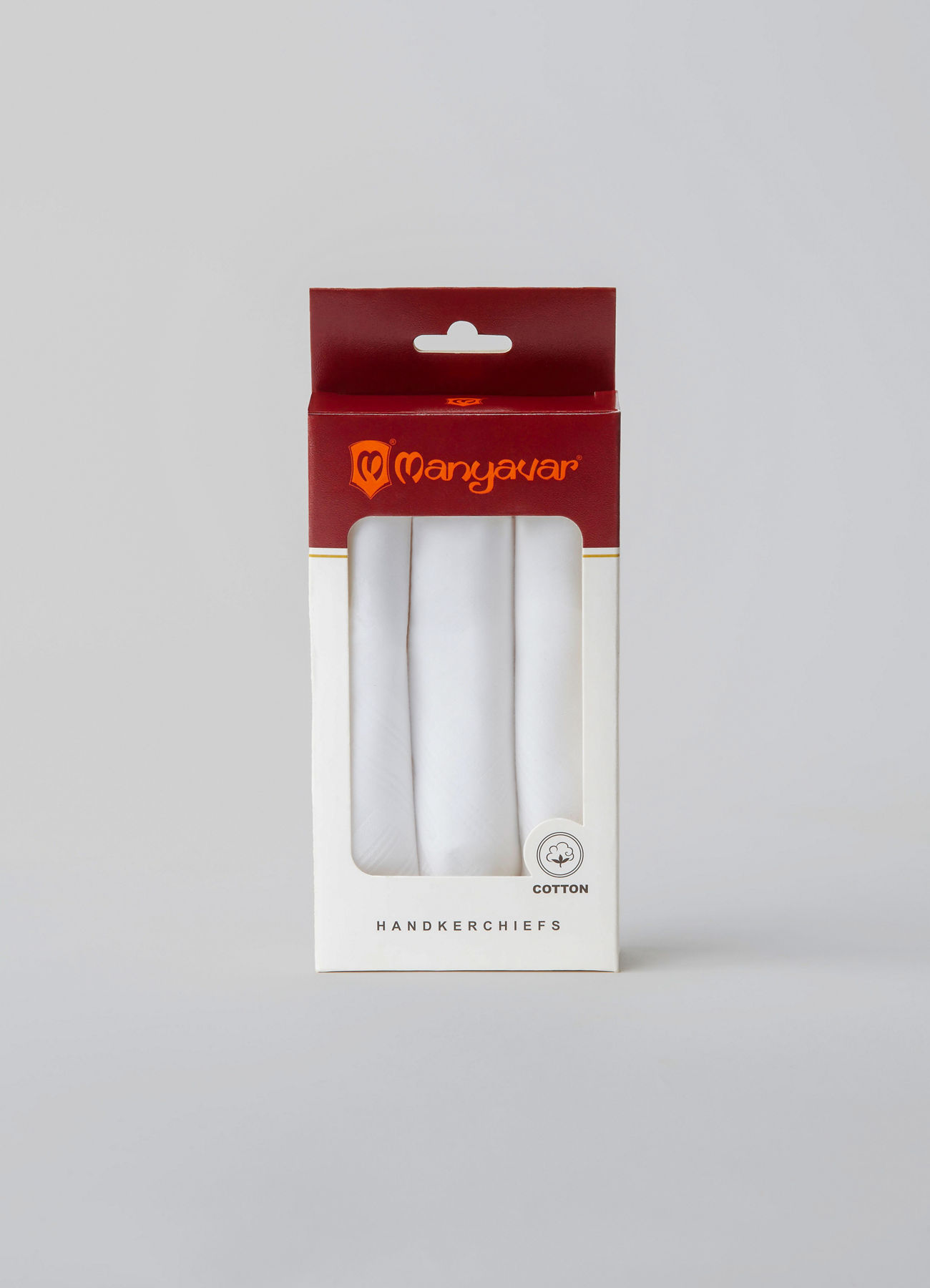 Manyavar Men Cotton White Pack of 3 Handkerchief