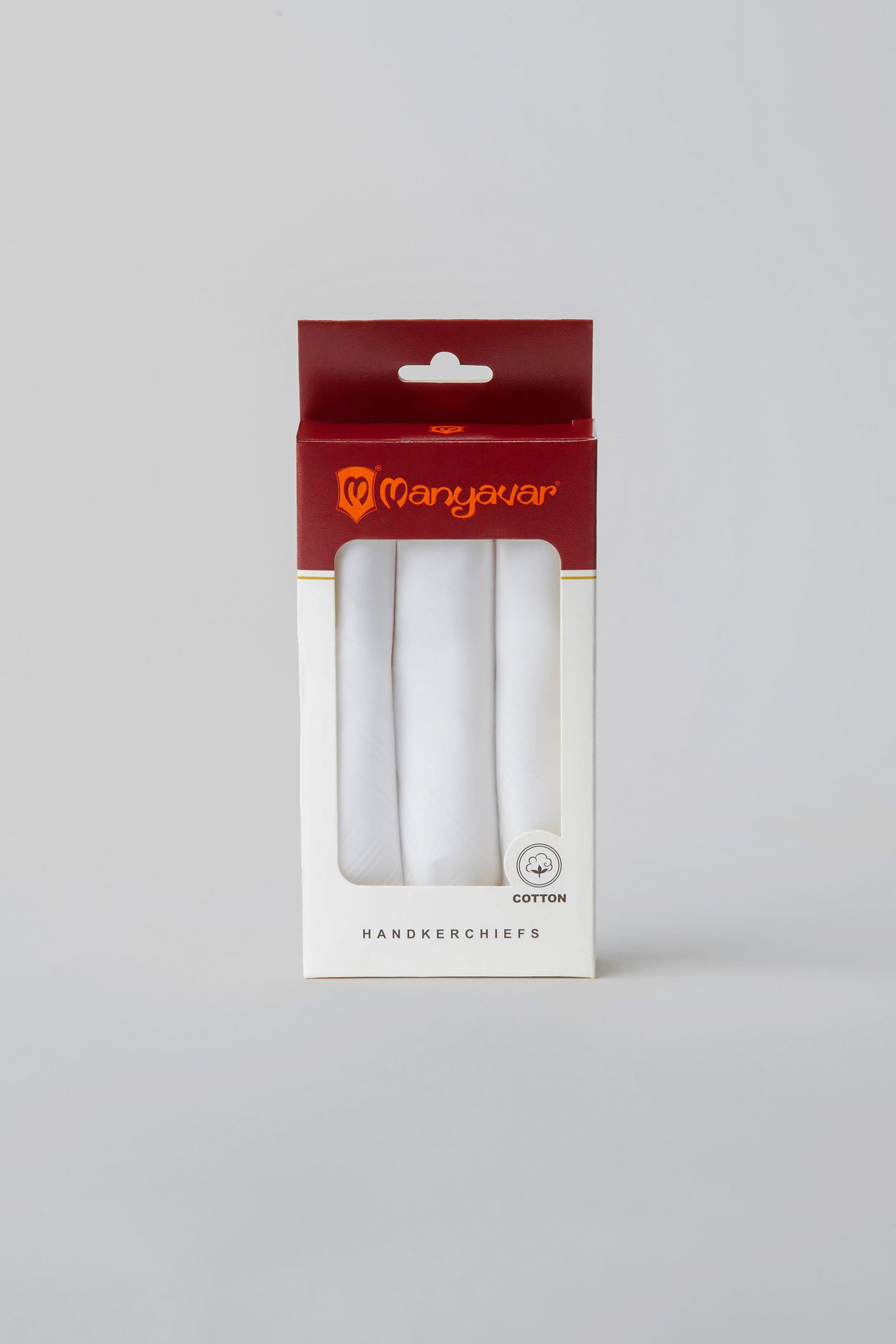 Manyavar Men Cotton White Pack of 3 Handkerchief