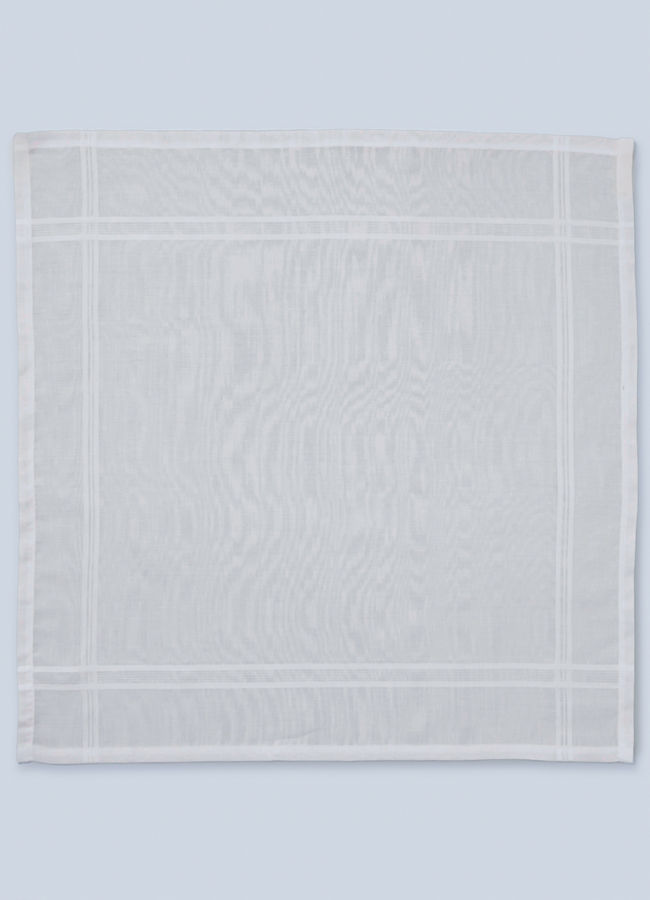 Manyavar Men Elegant White Cotton Pack of 3 Handkerchief