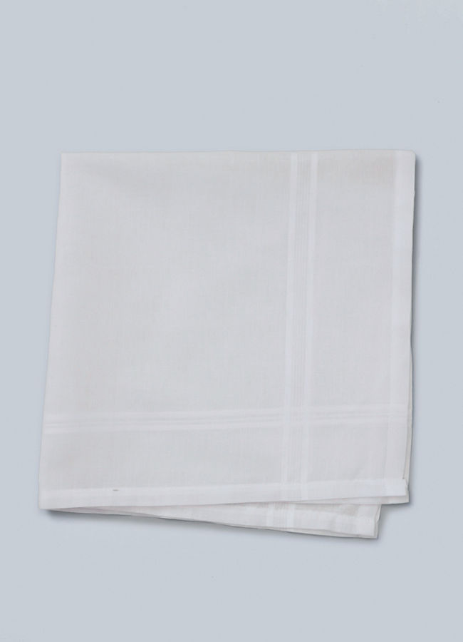 Manyavar Men Elegant White Cotton Pack of 3 Handkerchief