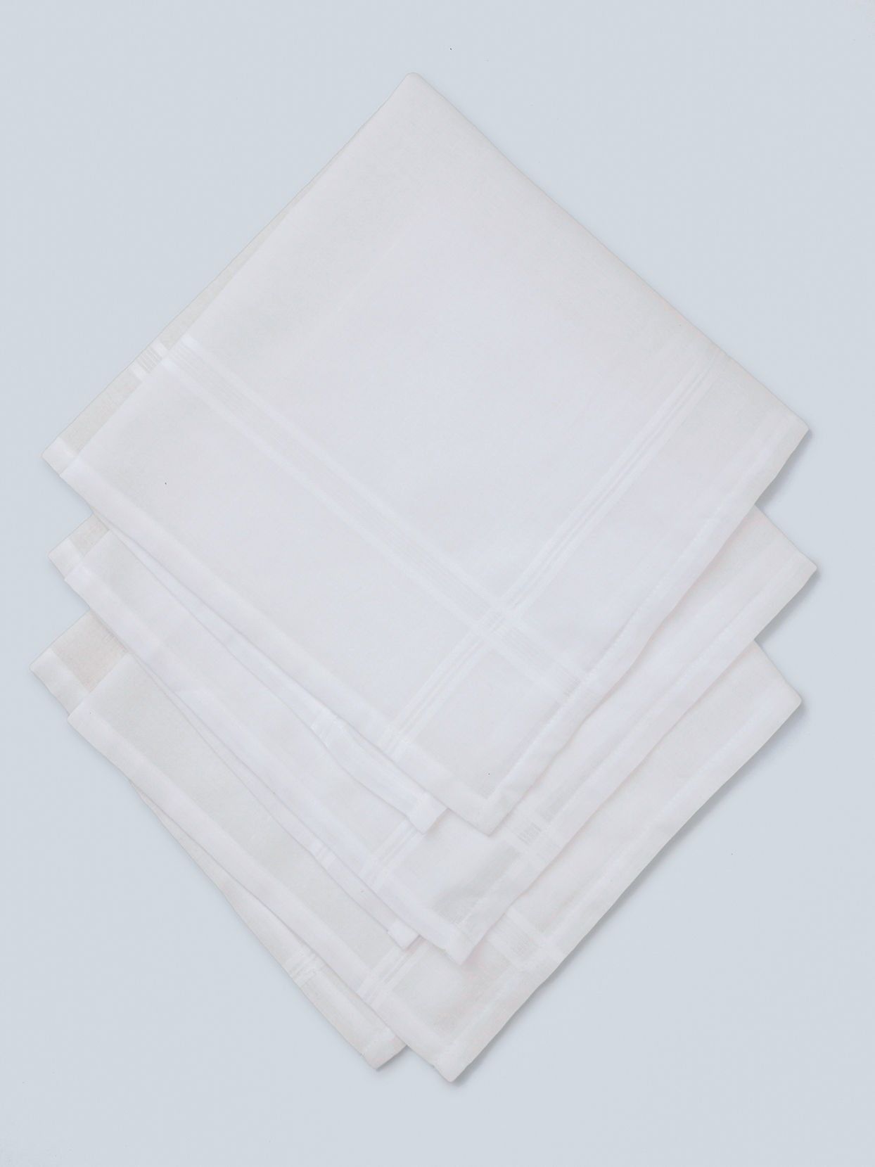 Manyavar Men Elegant White Cotton Pack of 3 Handkerchief