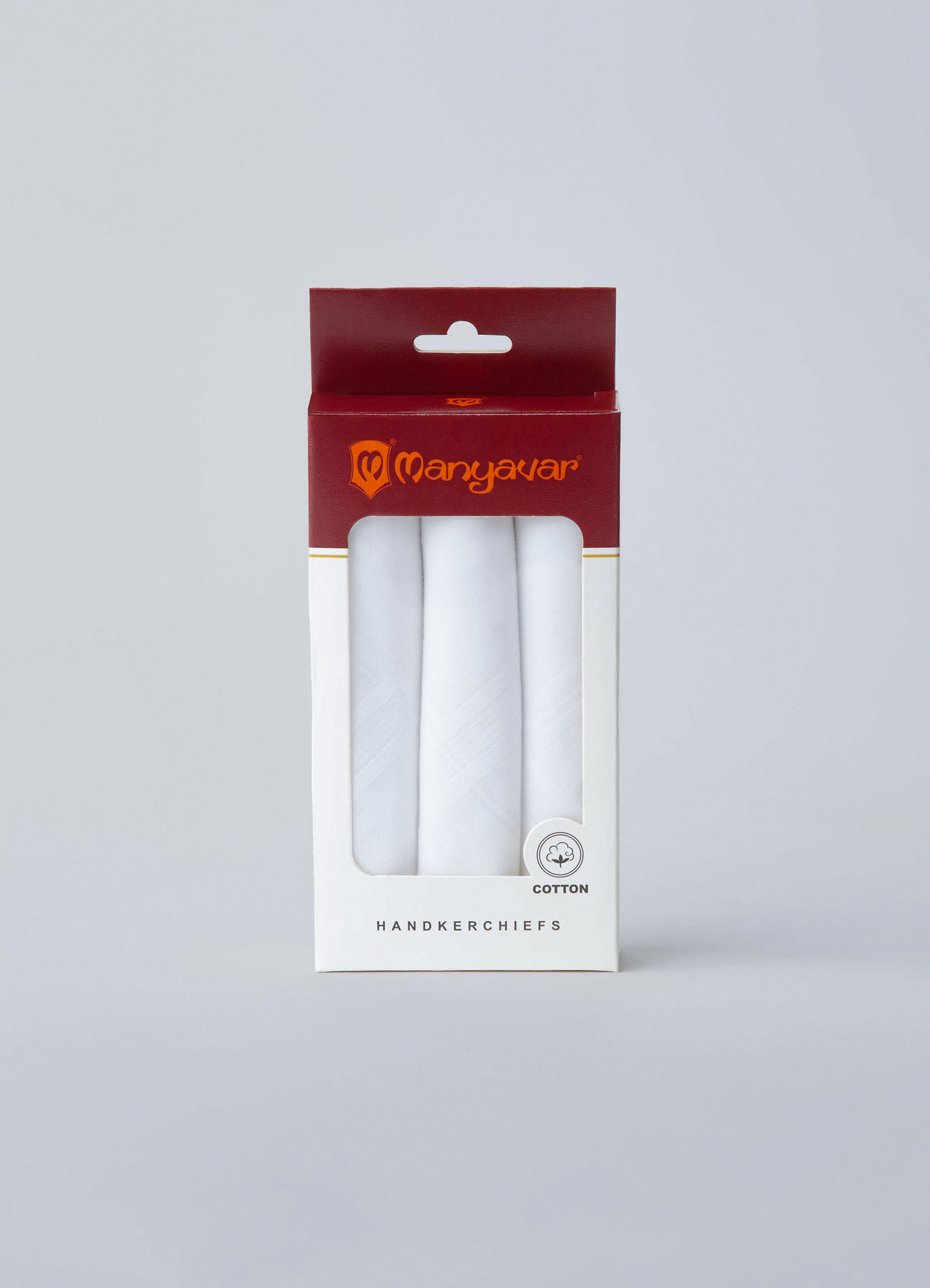 Manyavar Men Elegant White Cotton Pack of 3 Handkerchief